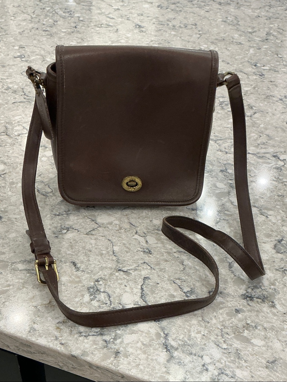 Vintage Coach Dark Brown Leather Messenger Crossbody